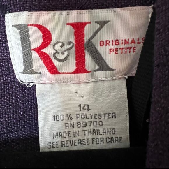 R & K Plus Size Short Sleeve Purple Embroidered Dress Size 14 - Picture 3 of 8